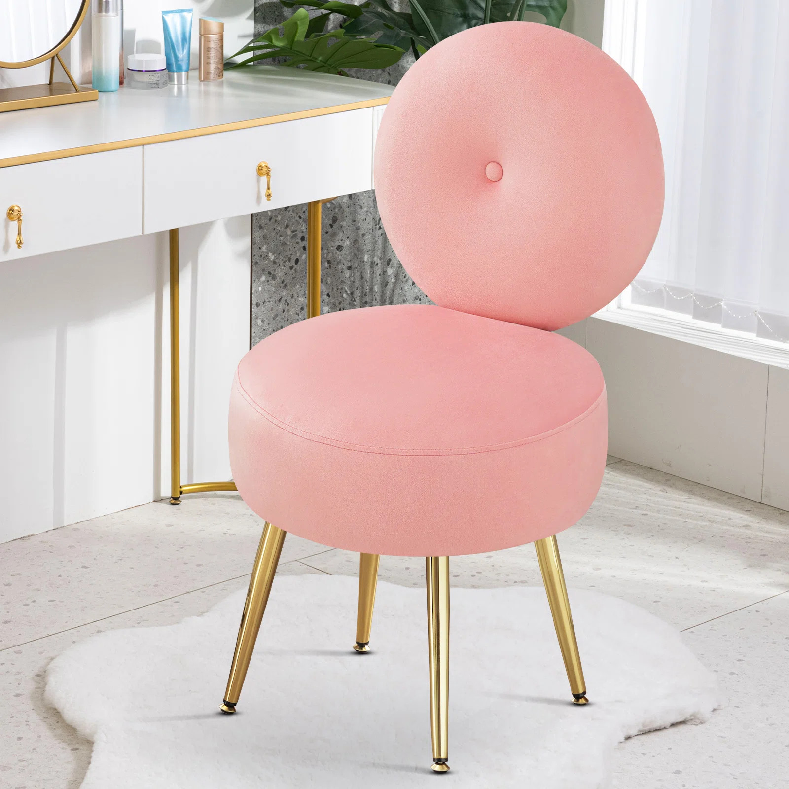 Mercer41 Noehly Upholstered Velvet Accent Stool Vanity Chair & Reviews | Wayfair | Wayfair North America