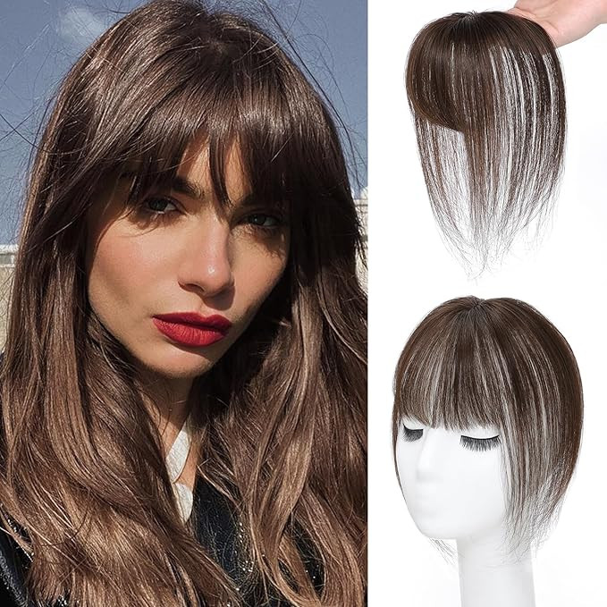 NAYOO Bangs Hair Clip in Bangs Human Hair 360° Cover Wipsy Bangs Hair for Women, 2 Secure Clips ... | Amazon (US)