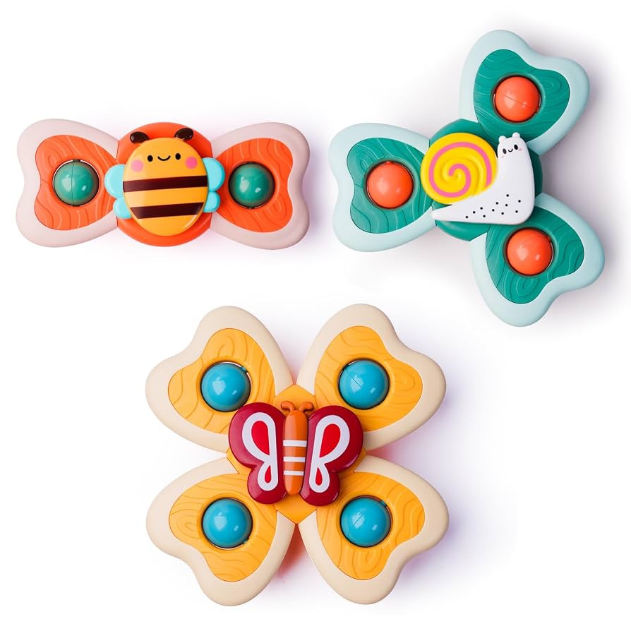 LiKee Strong Suction Cup Fidget Rotating Sensory Bath Toys for Baby 12 18 Months Airplane Car Tra... | Amazon (US)