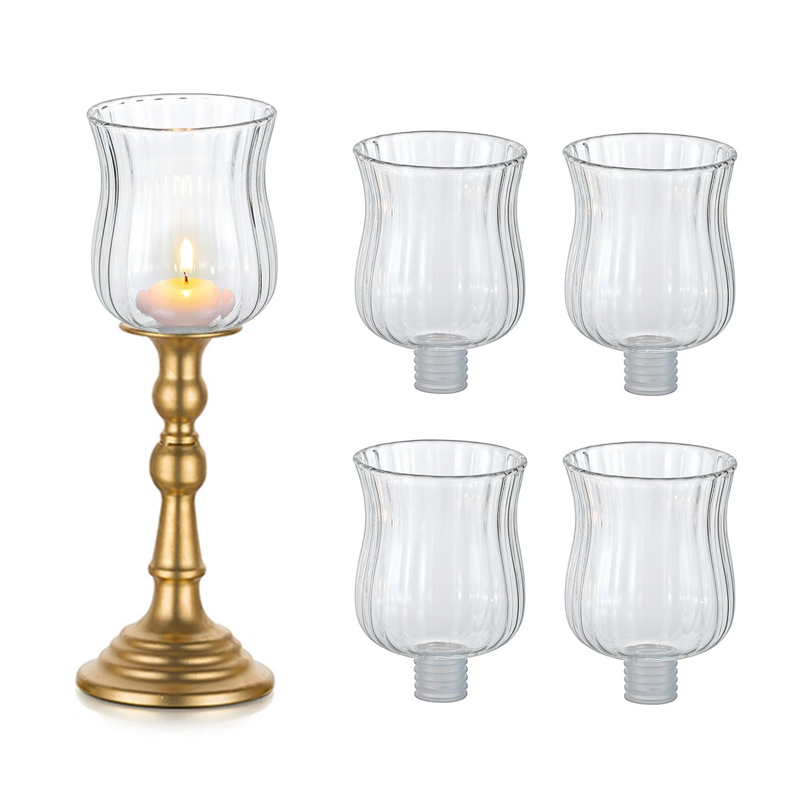 Glasseam Glass Votive Cups with Pegs: Set of 5 Shabbat Votive Candle Holders Bulk with Rubber Gri... | Amazon (US)
