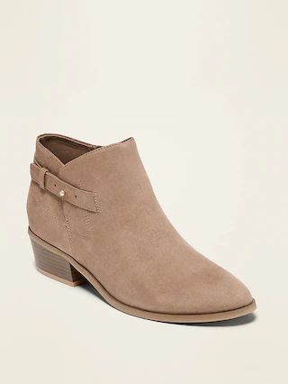 Faux-Suede Side-Buckle Ankle Booties for Women | Old Navy (US)