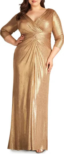 Tadashi Shoji Metallic Long Sleeve Gown | Nordstrom | Nordstrom