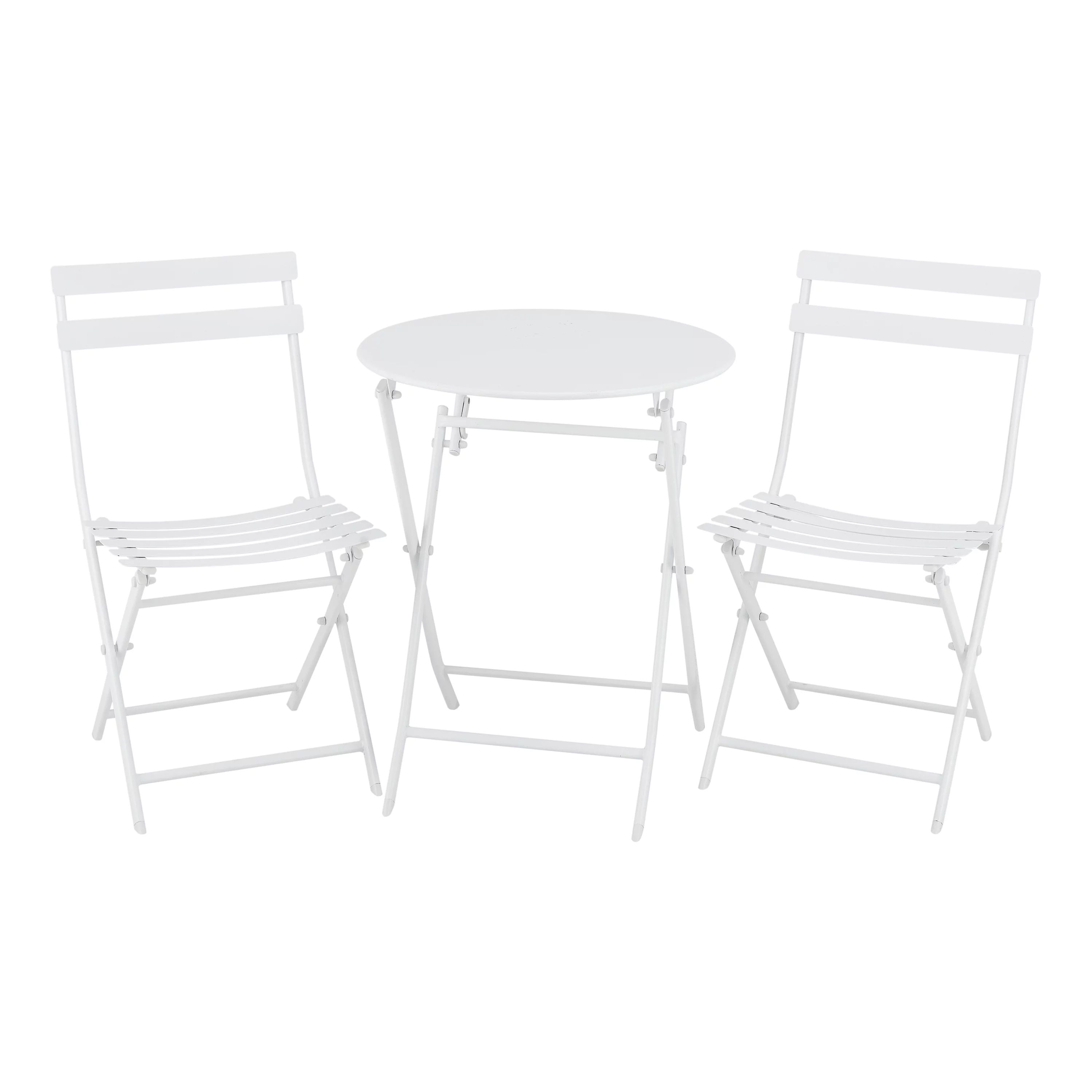 Mainstays 3-Piece White Folding Bistro Table and Chair Set | Walmart (US)
