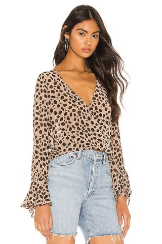 Madeline Surplice Top in Tan Multi | Revolve Clothing (Global)