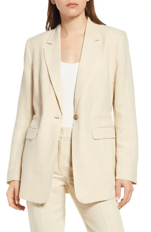 & Other Stories Silk & Linen Blazer in Light Beige at Nordstrom, Size 4 | Nordstrom