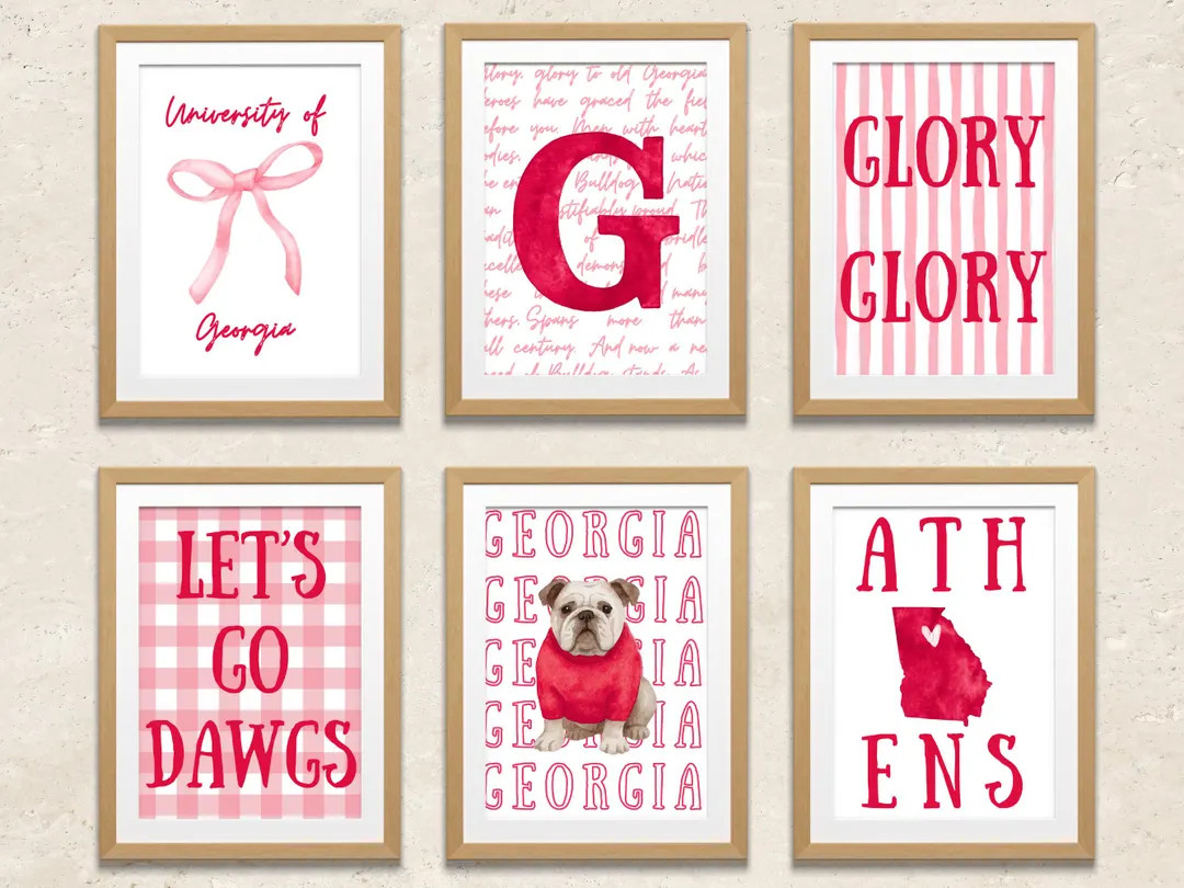 University of Georgia Wall Art | Printable Georgia Bulldogs Wall Decor | Georgia College Dorm Roo... | Etsy (US)