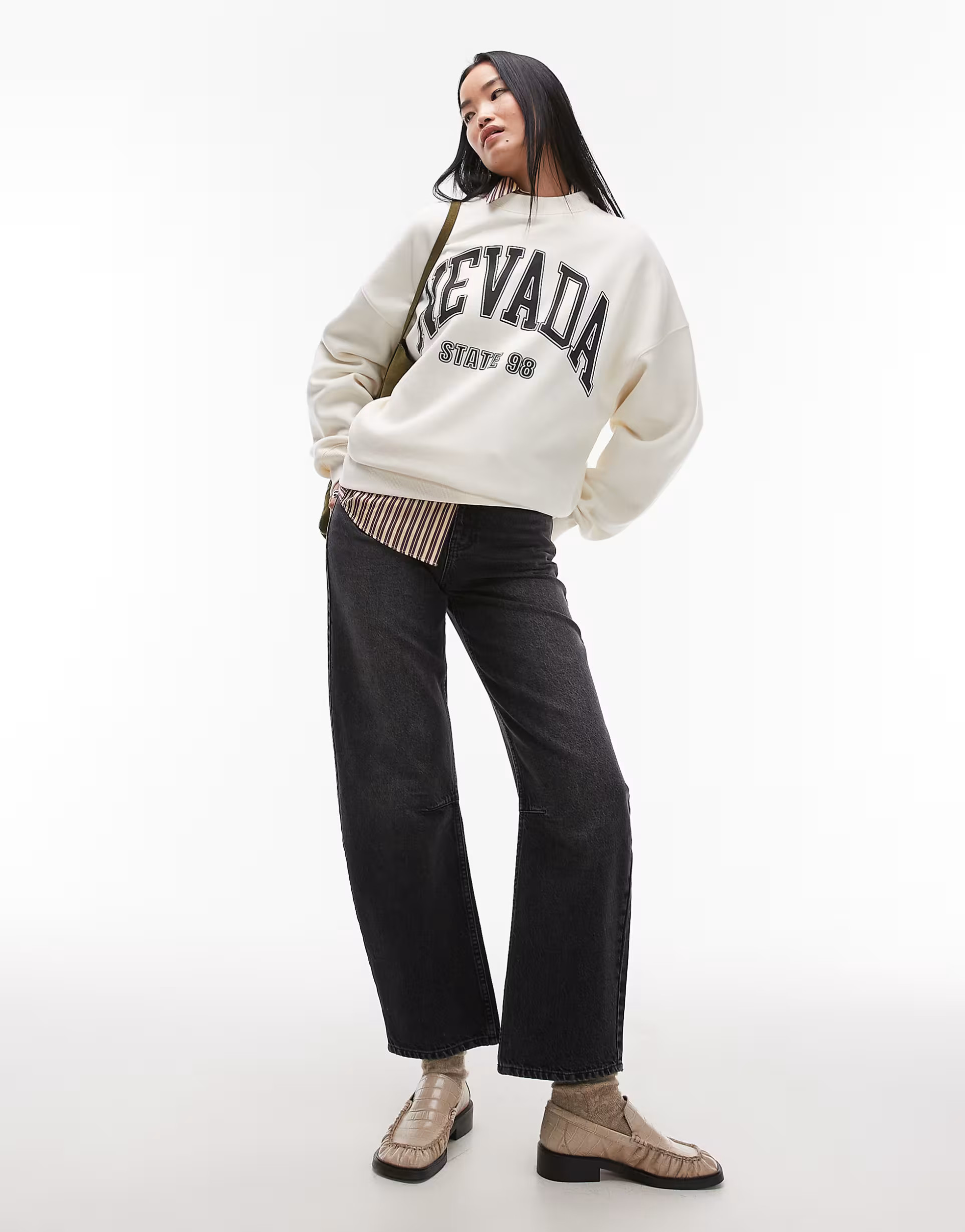 Topshop barrel mid rise jeans in washed black | ASOS (Global)