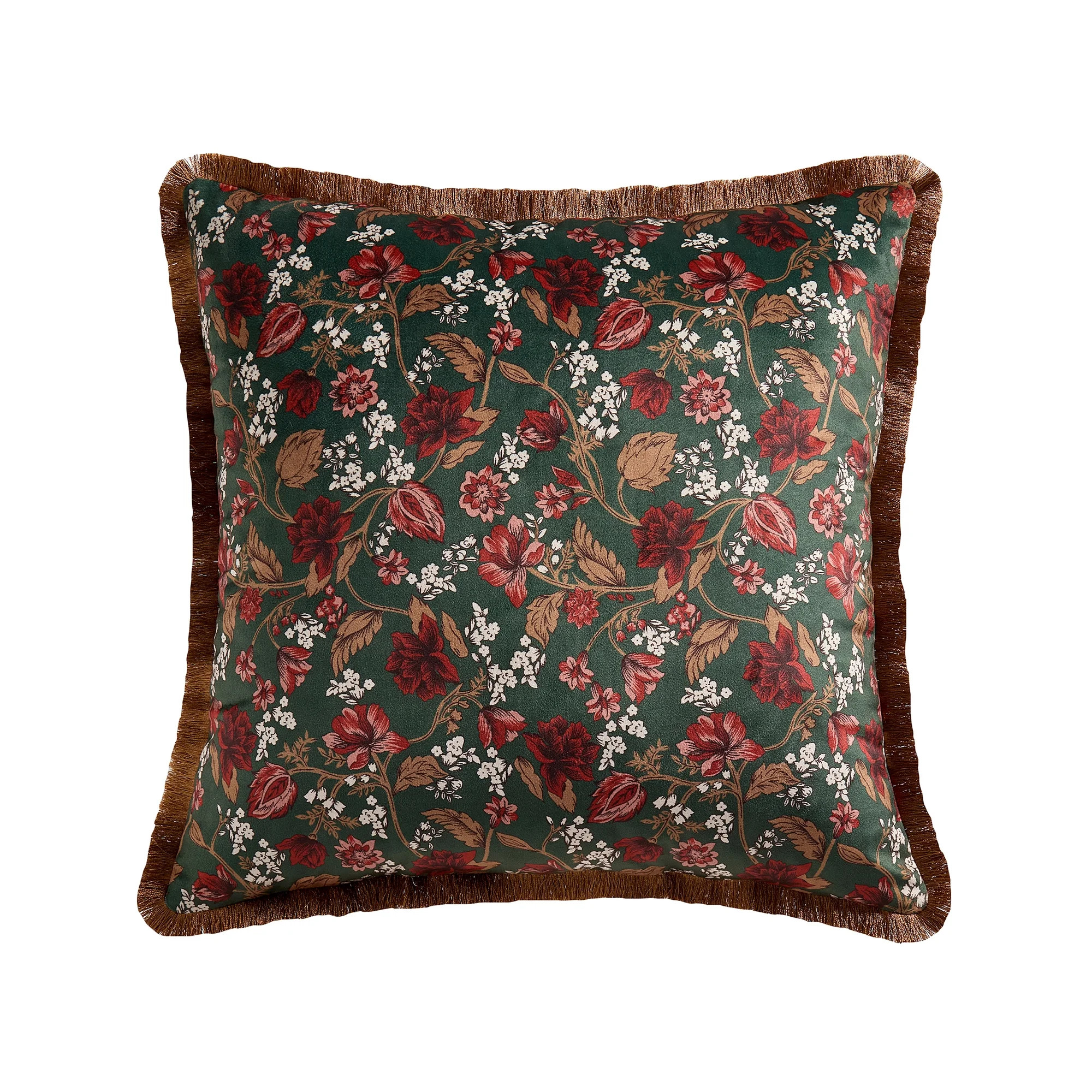 Home Decor Collection 20" x 20" Green Floral Velvet Decorative Pillow | Walmart (US)