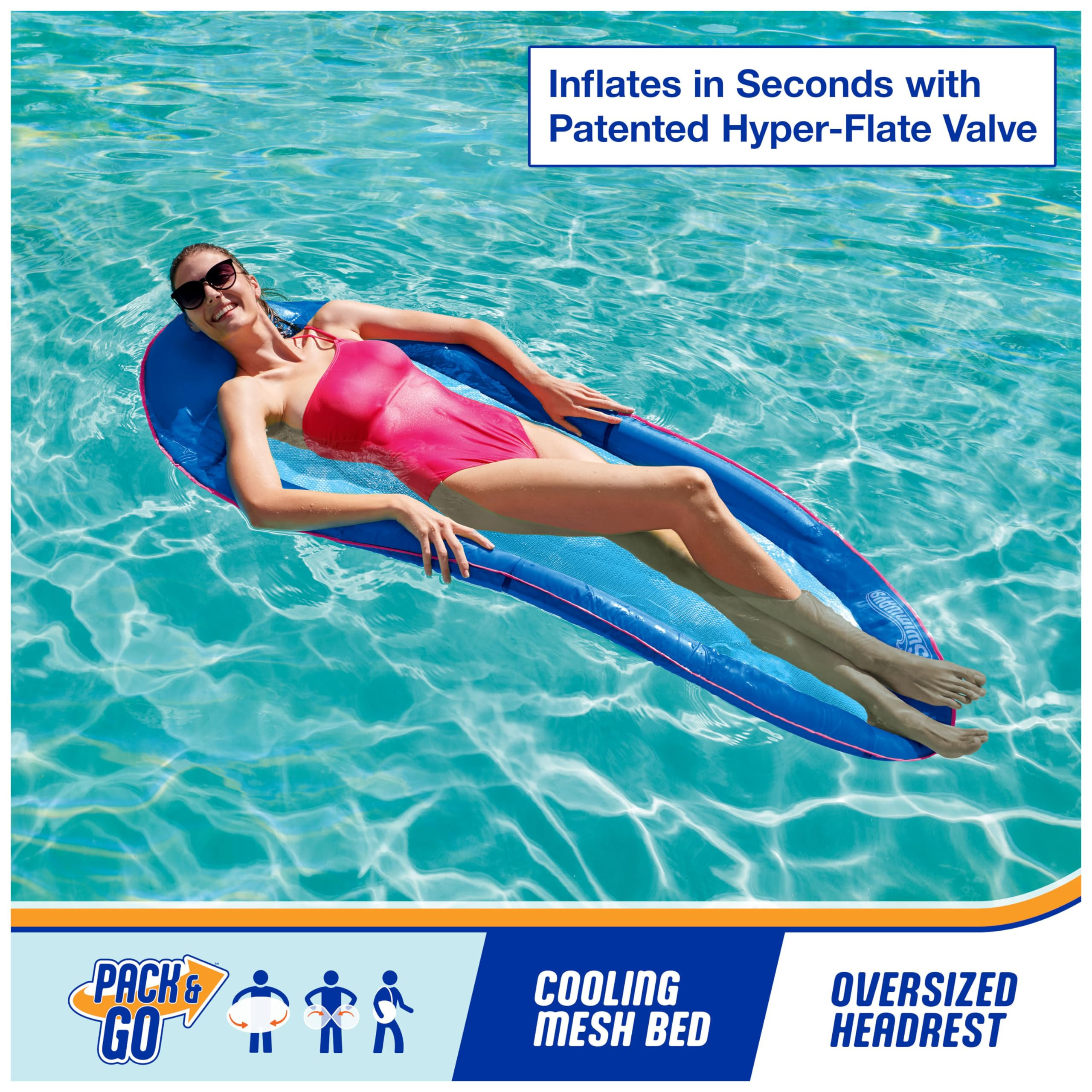 SwimWays Spring Float Premium Hammock Pool Lounger, Inflatable Pool Floats Adult with Fast Inflat... | Amazon (US)