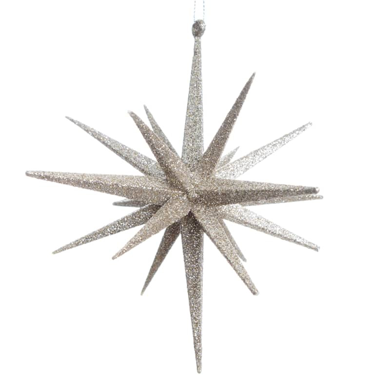 Gold Glittered Starburst Ornament, 6" | At Home
