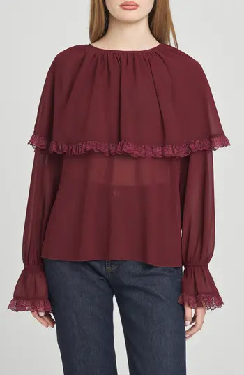 WAYF Mirabel Capelet Top in Merlot at Nordstrom Rack, Size Small | Nordstrom Rack