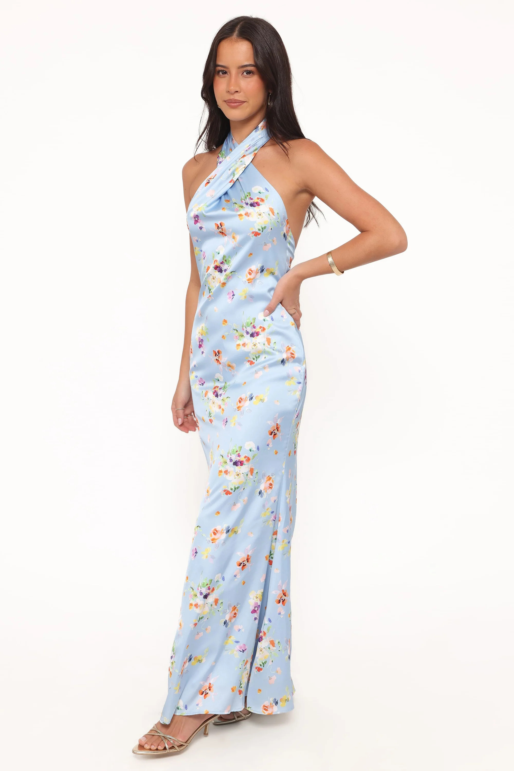 Mila Halterneck Maxi Dress - Cornflower Blue Floral | Petal & Pup (US)