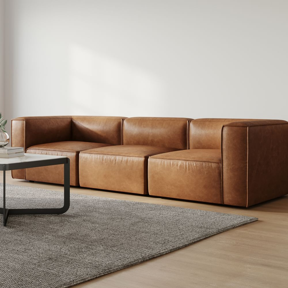 Remi Leather Modular Sofa (72"–108") | West Elm (US)