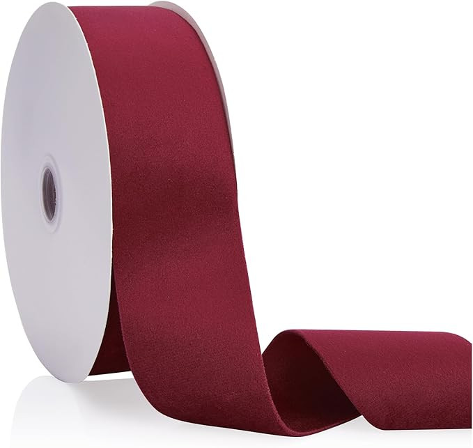 Burgundy Velvet Ribbon Double Faced 2 inch Continuous 20 Yards Use for Christmas Tree Ornaments, ... | Amazon (US)