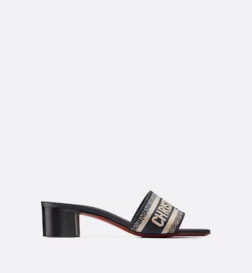 Dway Heeled Slide Deep Blue Embroidered Cotton | DIOR | Dior Beauty (US)