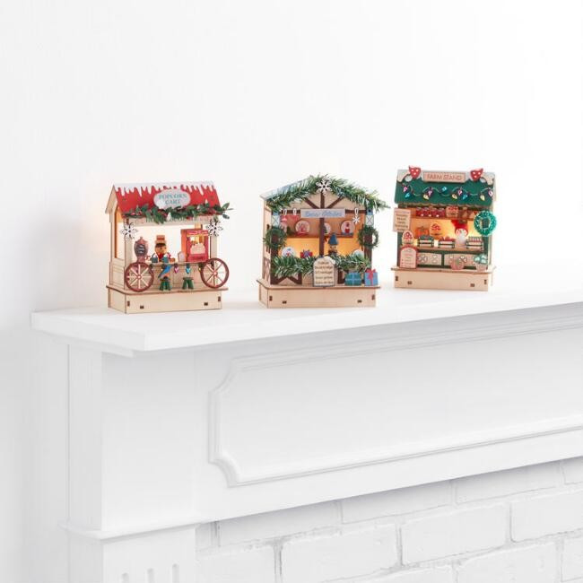 Laser Cut Wood Snow Globe Shop LED Light Up Decor | World Market