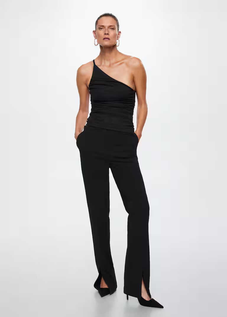 Asymmetrical textured top -  Women | Mango United Kingdom | MANGO (UK)