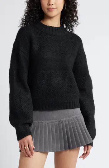 BP. Textured Relaxed Sweater in Black at Nordstrom Rack, Size X-Small | Nordstrom Rack