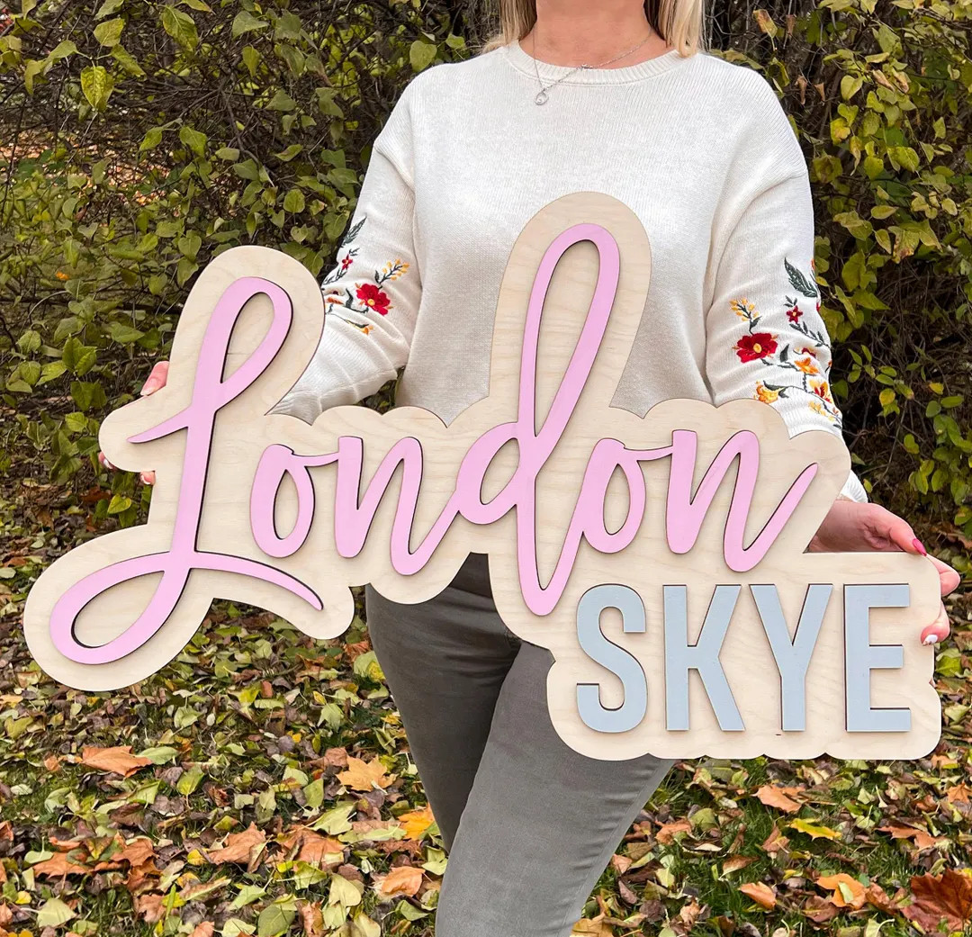 Layered Wood Name Sign, Boho Nursery Decor | Etsy (US)