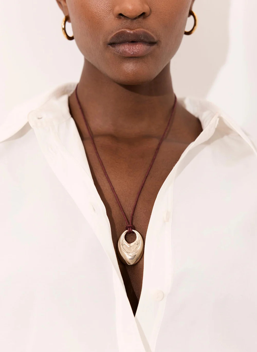 Gold Tone Rope Pendant Necklace | Mint Velvet