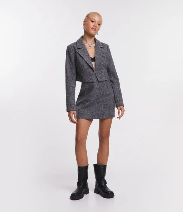 Saia Reta com Textura Espinha de Peixe Cinza | Renner (BR)