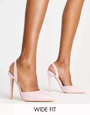Glamorous Wide Fit patent heel pumps in pale blush - exclusive to ASOS | ASOS (Global)