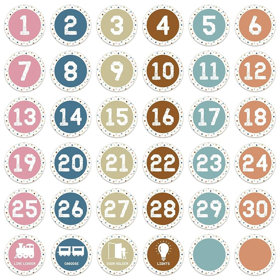 36PCS Line Up Spots for Classroom Floor - 4" Boho Classroom Floor Stickers Number Spot Markers St... | Amazon (US)