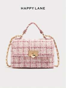 HAPPY LANE Vintage Elegant Woolen Handbag, Simple Minimalist Shoulder Bag, Custom Golden Sphere B... | SHEIN