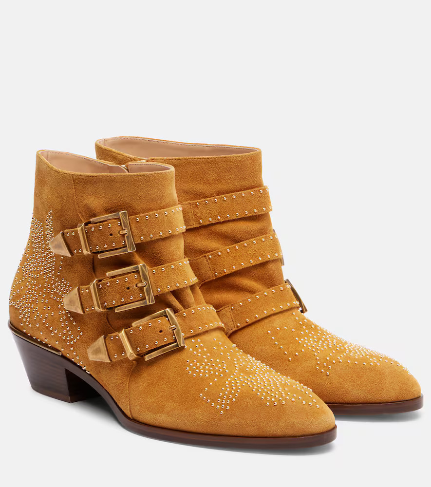 Chloe Susanna studded suede ankle boots | Mytheresa (UK)