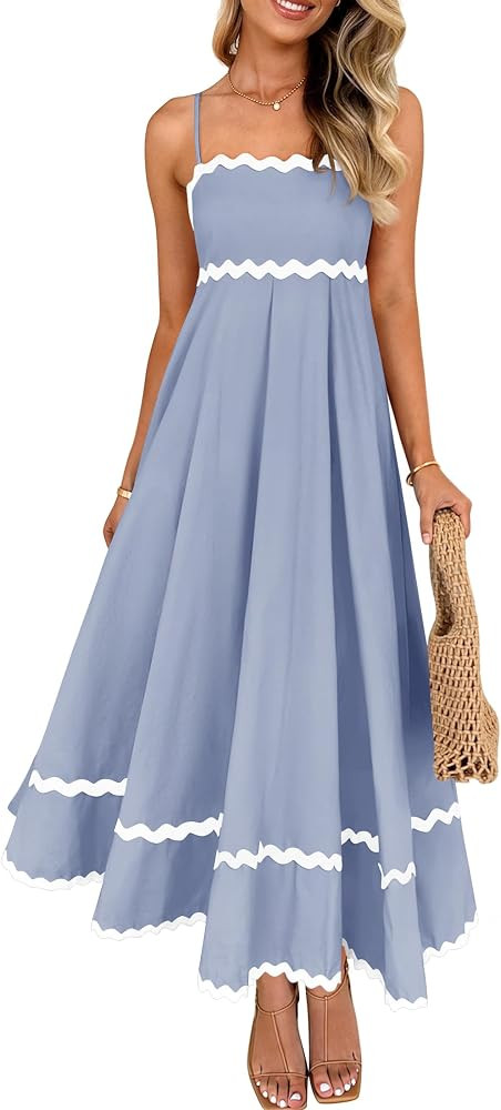 ZESICA Women's 2026 Summer Spaghetti Straps Midi Dress | Amazon (US)