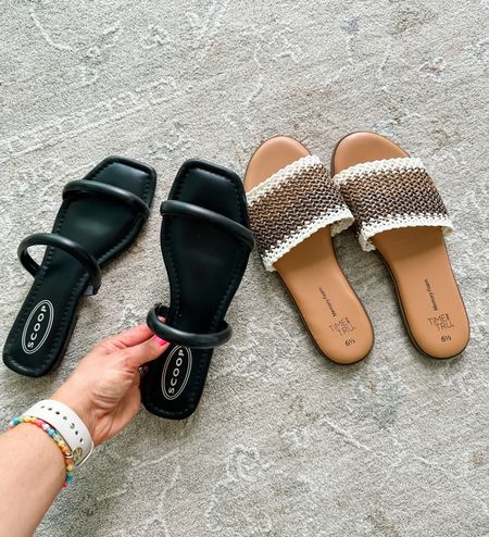 Vacation sandals found on Walmart! #walmartpartner Love these simple black slides, and the woven ombré design is a perfect neutral. Sharing a few other favorites here too. #walmartfashion 

#LTKshoecrush #LTKSeasonal #LTKunder50