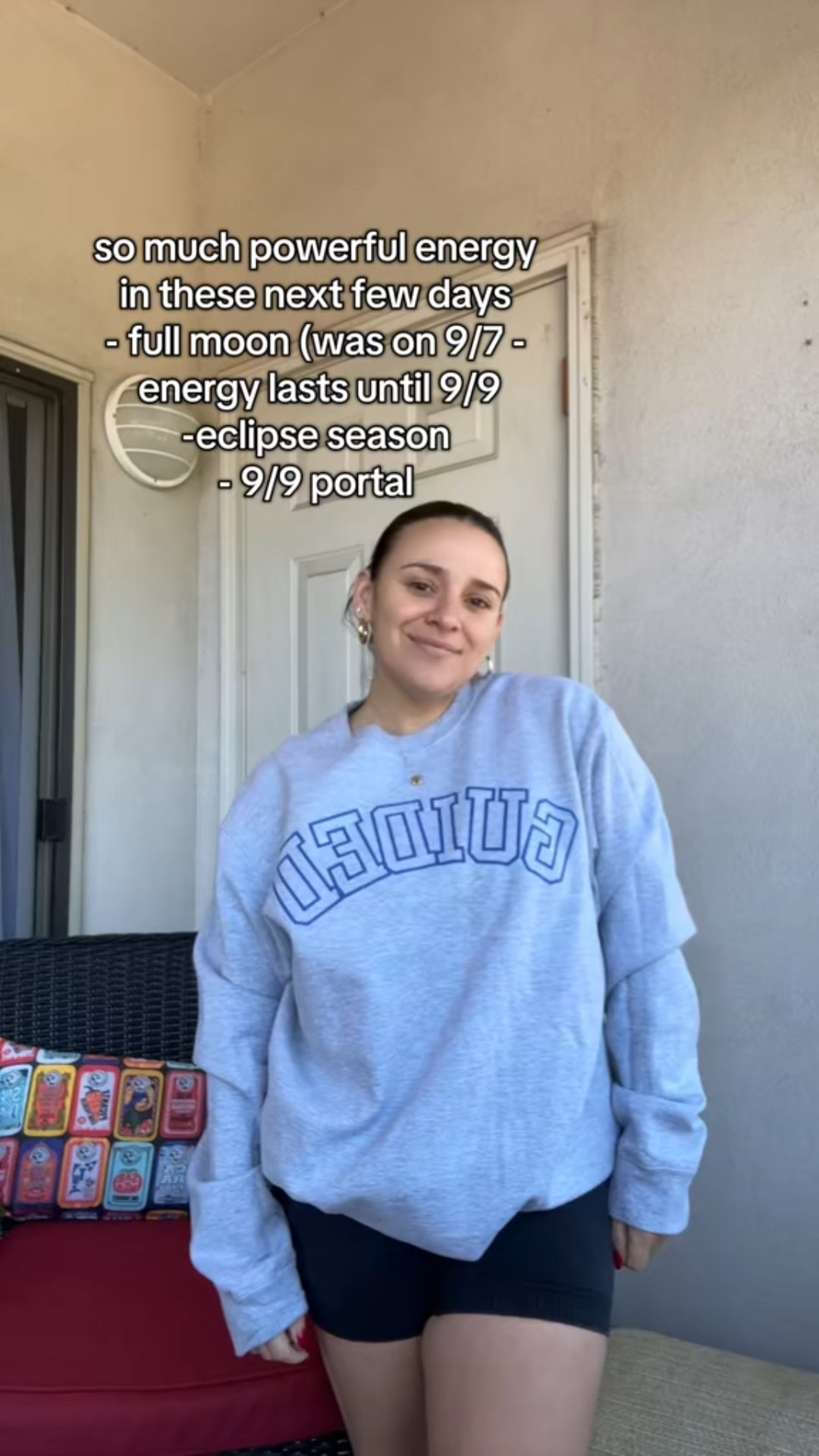 It’s Crewneck and biker shorts season! 
This “Guided” pull over reminds me that the universe always has my back 
Size Large for a more oversized fit

#LTKSeasonal #LTKFindsUnder50 #LTKActive