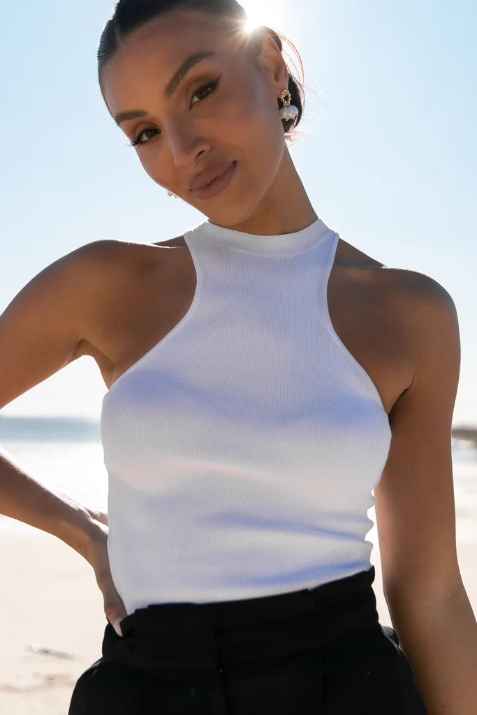 Jess Highneck Top - White | Petal & Pup (US)