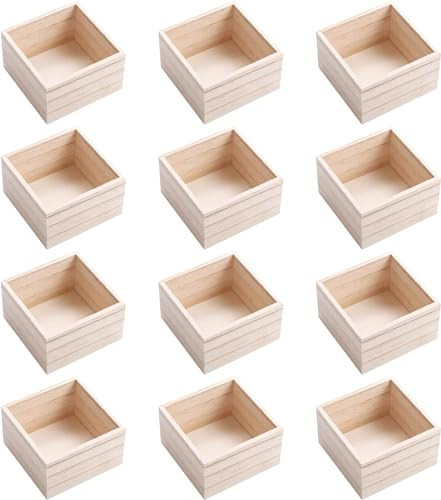 CALPALMY (12 Pack) 6" x 6" Unfinished Wooden Box Storage Organizer Small Wooden Boxs for Art Crafts Collectibles Home Venue Decor | Amazon (US)