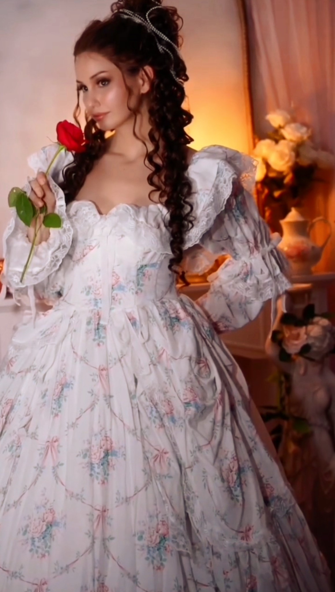 Wearing an XS in the Selkie Waltz gown 🌹 collecting them in ever print 💗