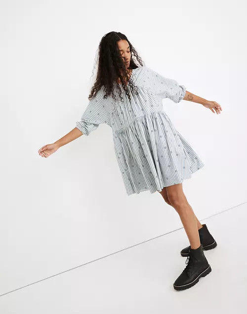Striped V-Neck Tiered Mini Dress | Madewell