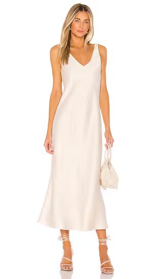 Loulou Satin Dress in Cream | Revolve Clothing (Global)