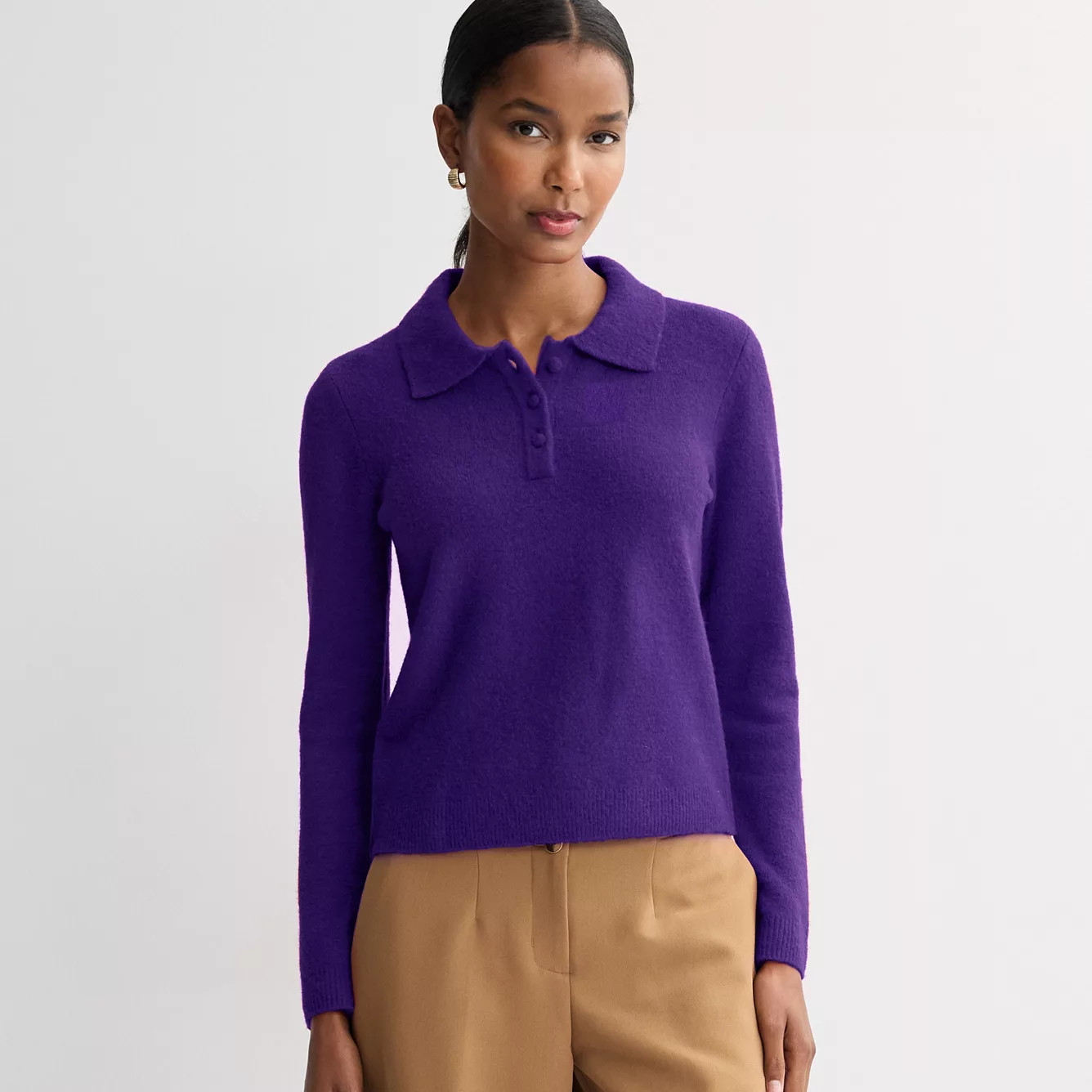 Women's Nine West Long Sleeve Collared Sweater | Kohl's