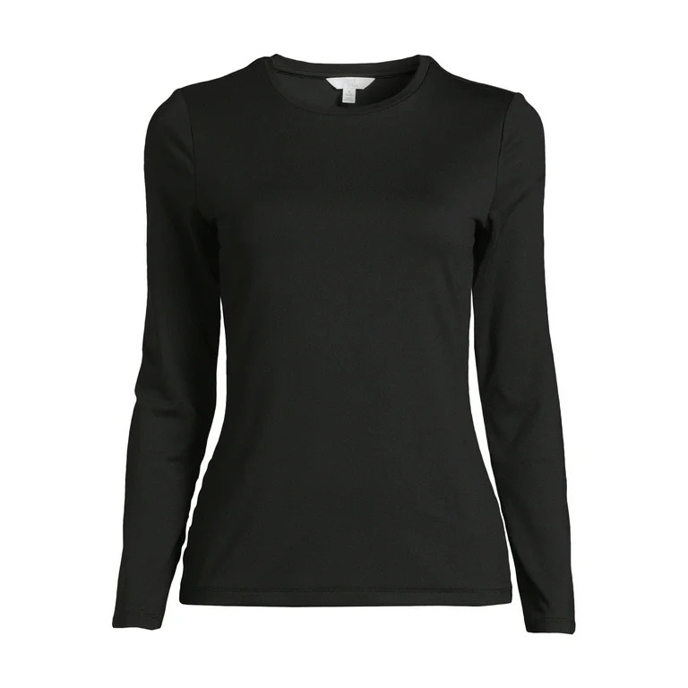Time and Tru Women's Smoothing Tee with Long Sleeves, Sizes S-XXXL | Walmart (US)