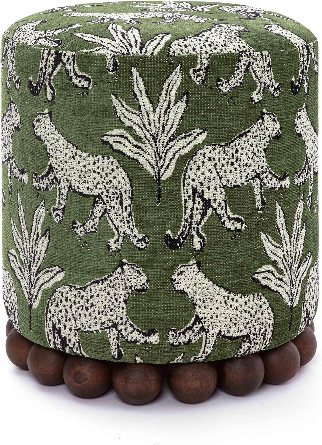 Tov Furniture Dex Olive Green Leopard Jacquard Ottoman | Amazon (US)