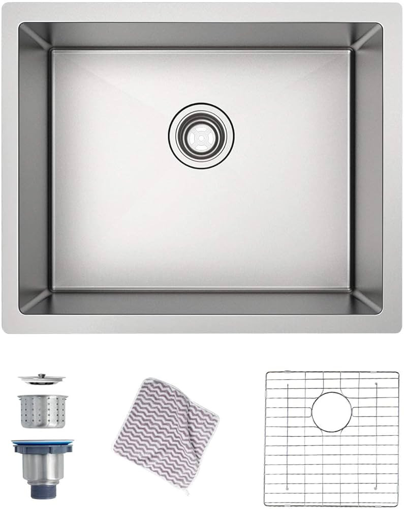 MENSARJOR Kitchen Sink, Undermount Kitchen Sink 16 Gauge Single Bowl SUS304 Stainless Steel(22.6 ... | Amazon (CA)