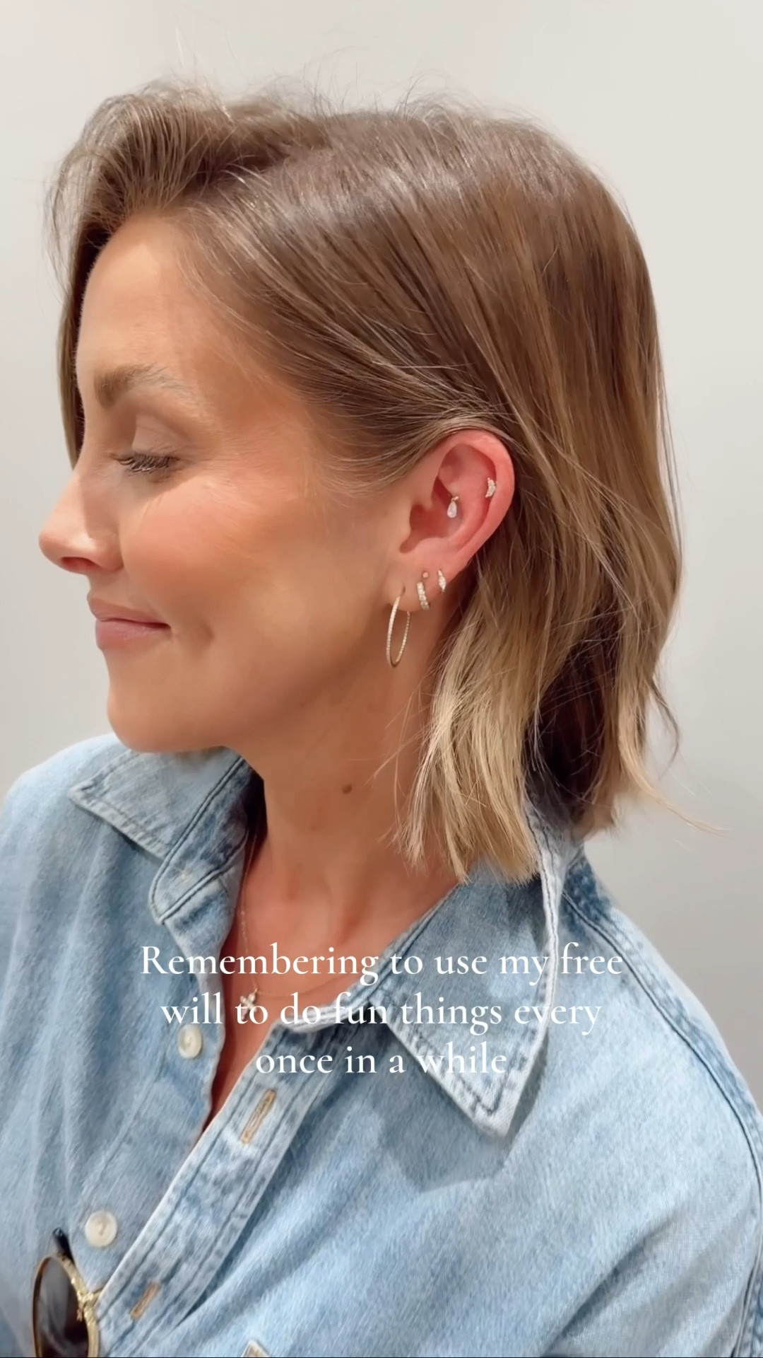 Piercing info - 
Location: Maria Tash studio in Miami, FL 
Piercing is the Contra Conch 
Floating Pear Diamond Charm Stud (18k solid gold 0.19c 5mm) 

Outfit - XS button down and wrinkle resistant shorts 💗

#LTKOver40 #LTKootd #LTKPetite