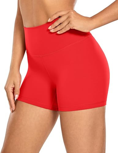 CRZ YOGA Naked Feeling Biker Shorts 4'' - High Waist Yoga Workout Running Gym Spandex Womens Deep Red Large | Amazon (US)