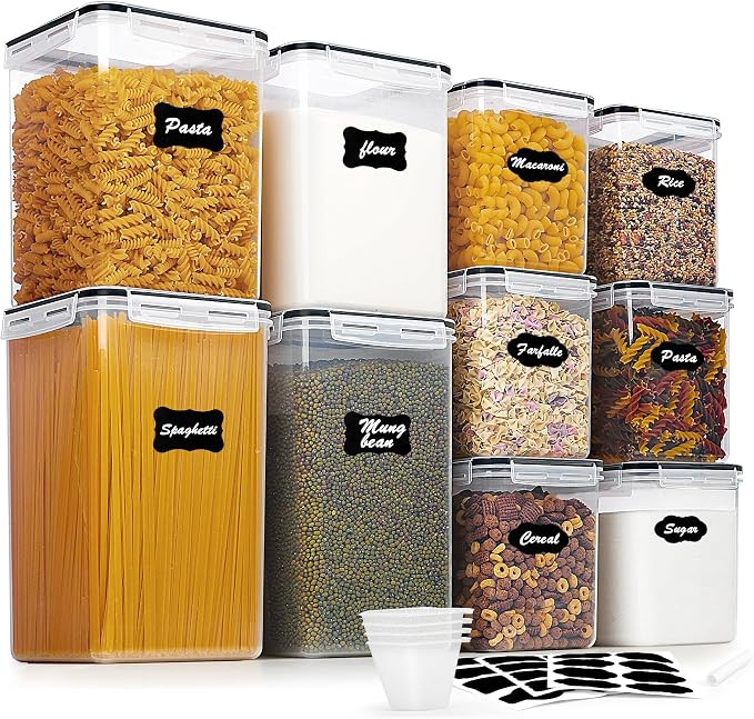 Vtopmart 10 PCS Flour and Sugar Storage Container, Large Airtight Food Canisters with Lids for Ki... | Amazon (US)