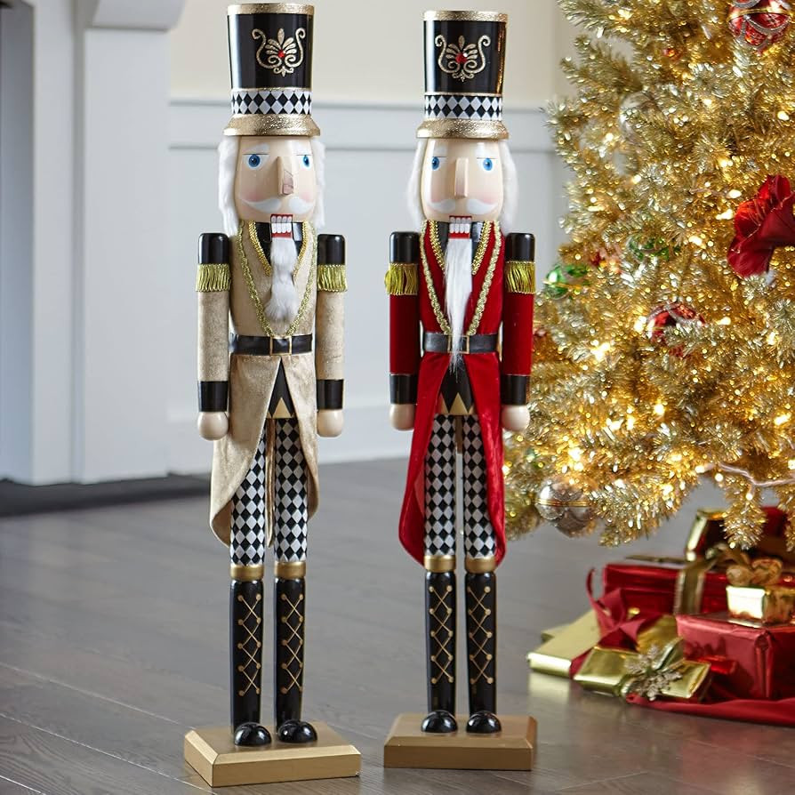 BrylaneHome 36" H Wooden Nutcracker Christmas Decoration, Gold | Amazon (US)