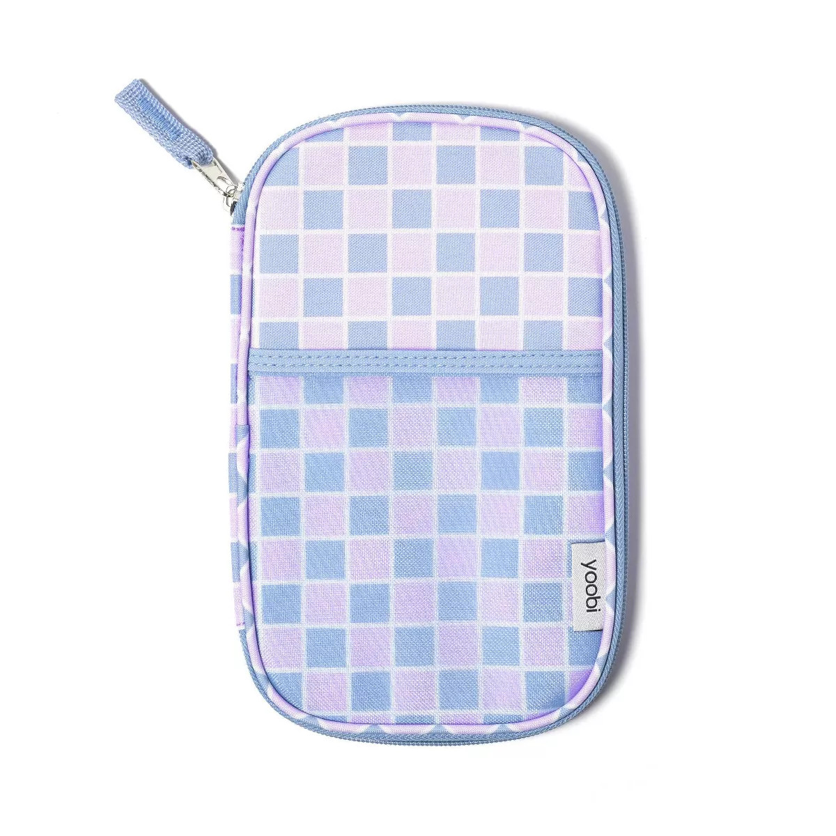 Yoobi Single Zip Pencil Pouch Organizer Blue Lilac Checker | Target