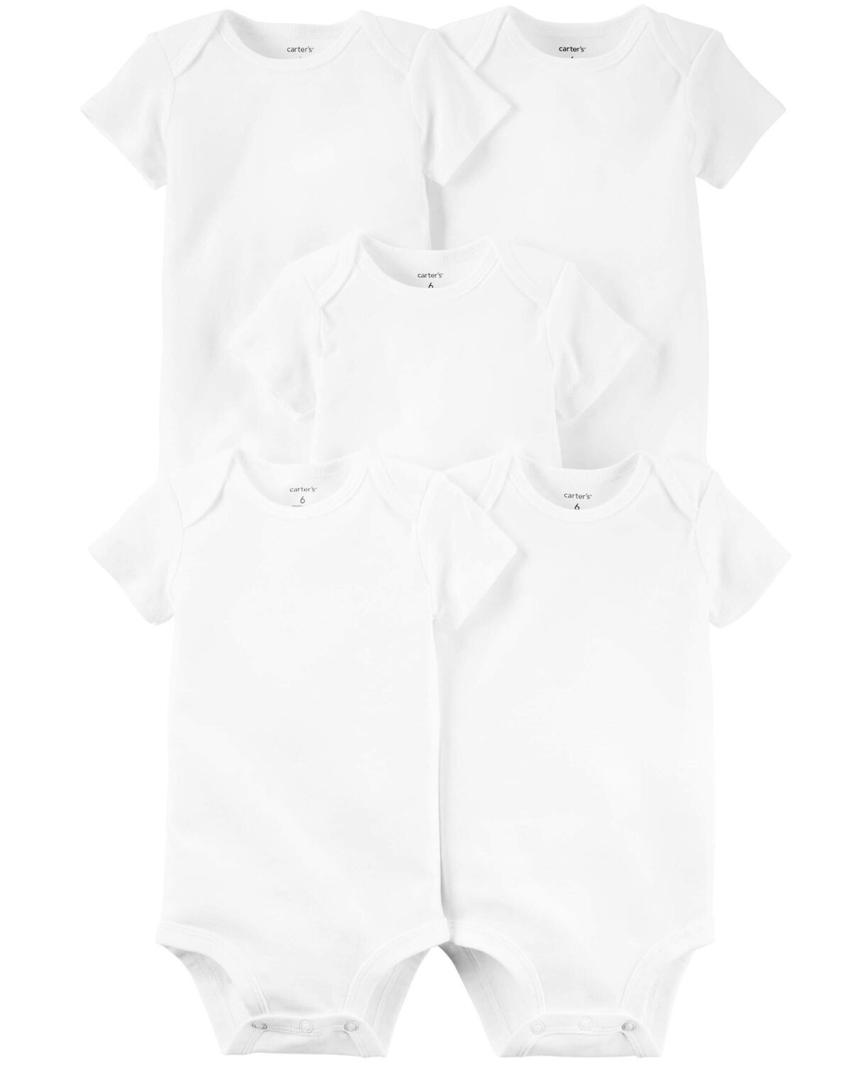 White Baby 5-Pack Short-Sleeve Bodysuits | carters.com | Carter's