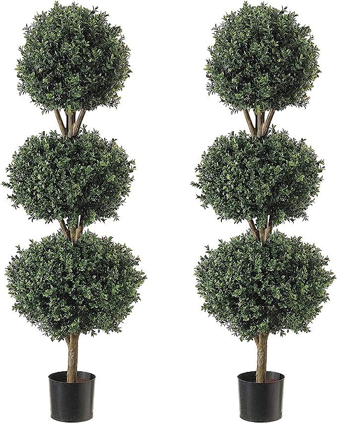 Northwood Calliger 4.6’ Artificial Topiary Triple Ball Boxwood Trees Highly Realistic Potted De... | Amazon (US)