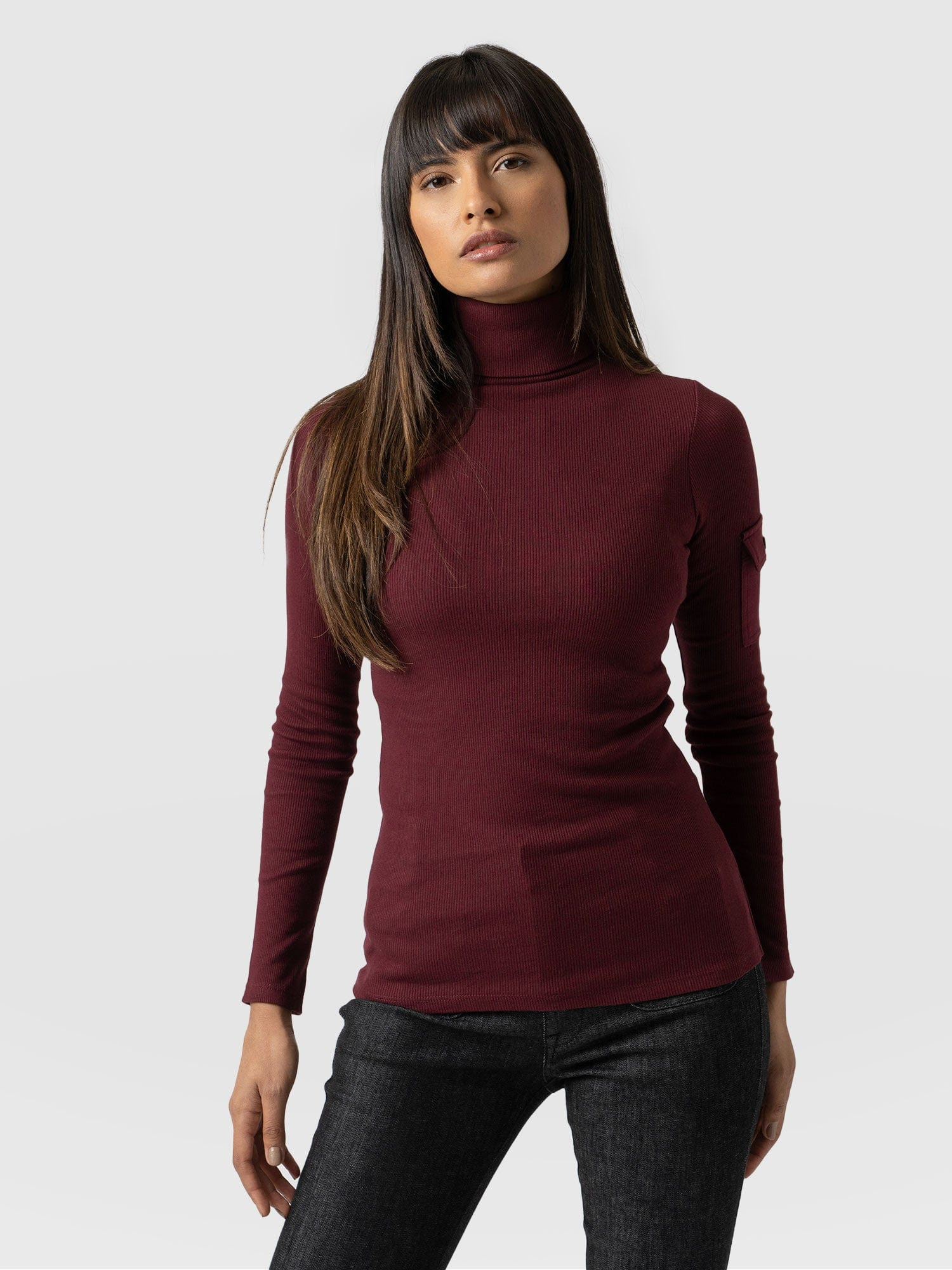 Pocket Roll Neck - Burgundy | Saint + Sofia