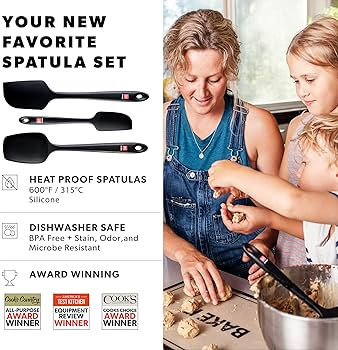 DI ORO Silicone Spatula Set - 600F Heat Resistant, 3-Pc Black | Amazon (US)